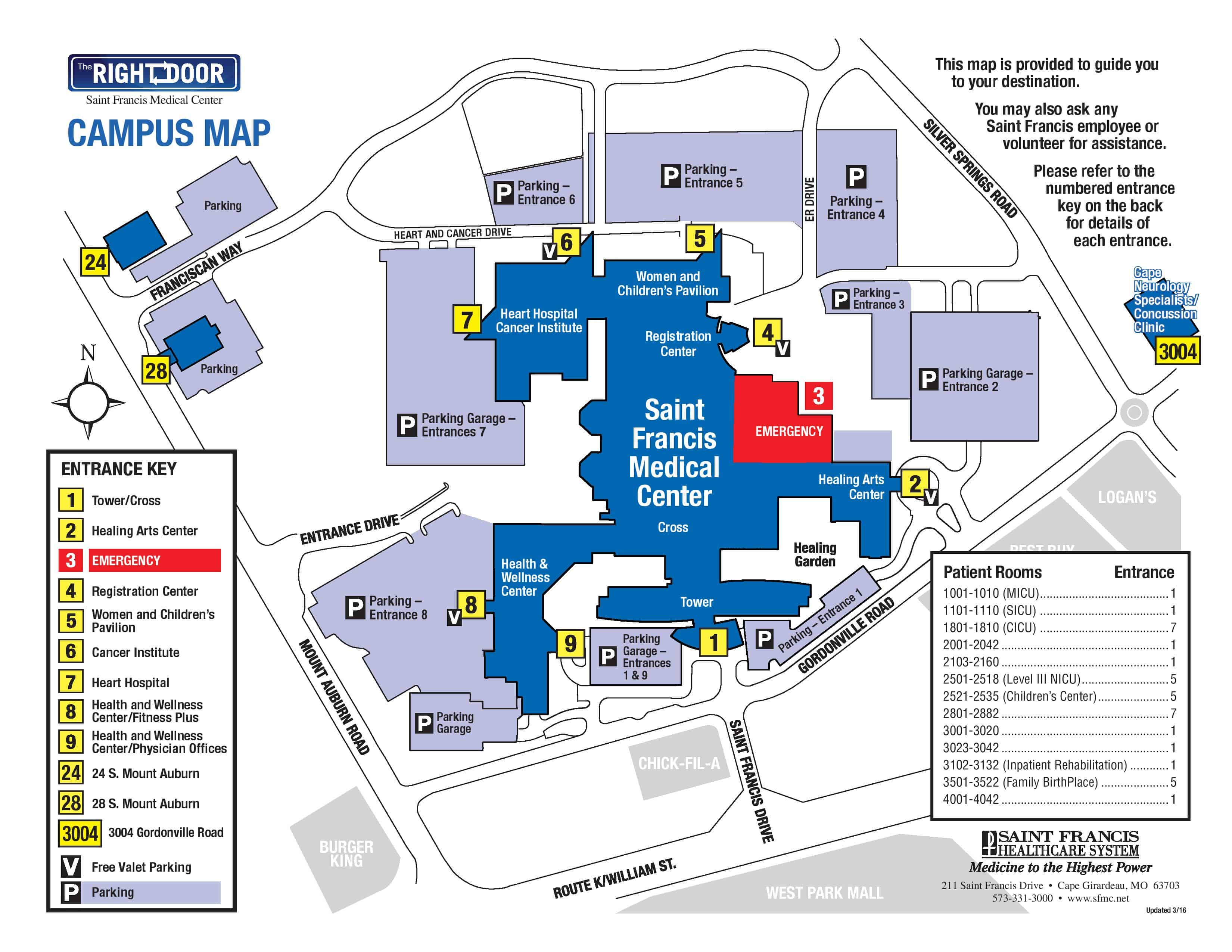 Hospital Map | Driving Directions | Saint Francis Medical Center