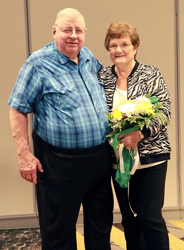Don and Wilma Heisserer pose after Wilma was named Auxilian of the Year for her outstanding dedication to Saint Francis Healthcare.
