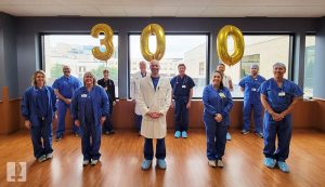 Dr. Joggerst and team celebrates the 300th TAVR procedure at Saint Francis