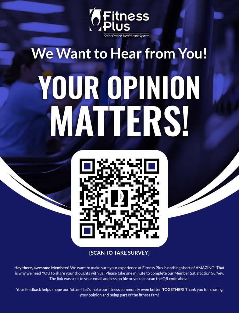 We want to make sure your experience at Fitness Plus is nothing short of AMAZING! That is why we need you to share your thoughts with us! Please take one minute to complete our Member Satisfaction Survey. 
The link was sent to your email address on file or you can scan the QR code above.
Your feedback helps shape our future!