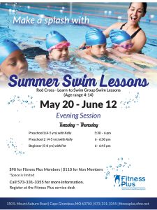 Red Cross "Learn-to Swim" Group Swim Lessons, Evening Session. May 20 - June 12, Tuesdays through Thursdays. Age range 4-14. Preschool 1 (4-5 yrs) with Kelly 5:30 - 6 pm. Preschool 2 (4-5 yrs) with Kelly 6 - 6:30 pm. Beginner (5-8 yrs) with Pat 6 - 6:45 pm.