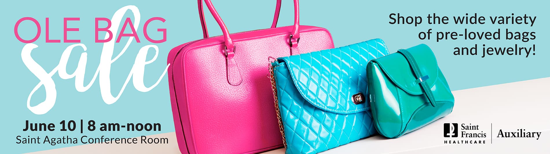 Ole Bag Sale, June 10, 8 am to noon in the St. Agatha conference room at Saint Francis Medical Center