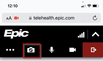 Step 5 in the MyChart mobile app, showing the location of the camera icon