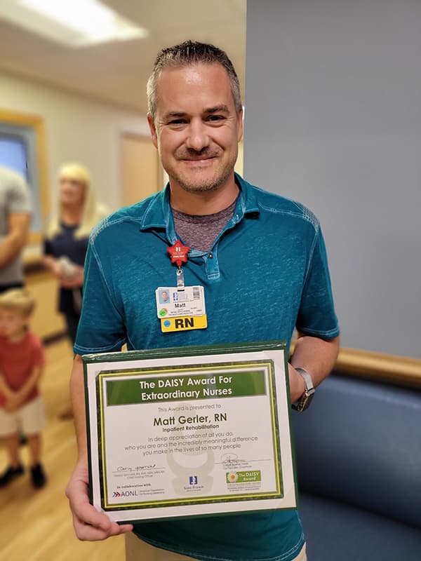 Matt Gerler, RN with his DAISY Award