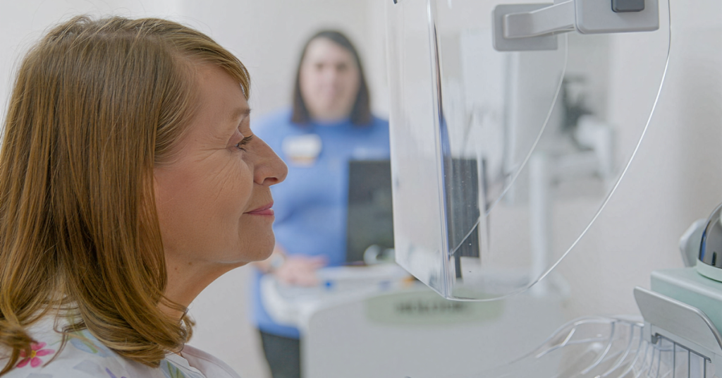 A patient receives a mammogram