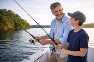 A man fishing with his son