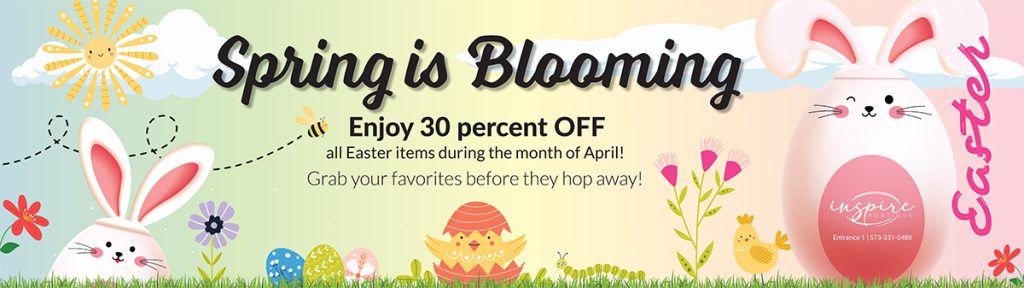 Inspire Boutique Spring Sale - Enjoy 30% off on all Easter items throughout the month of April.