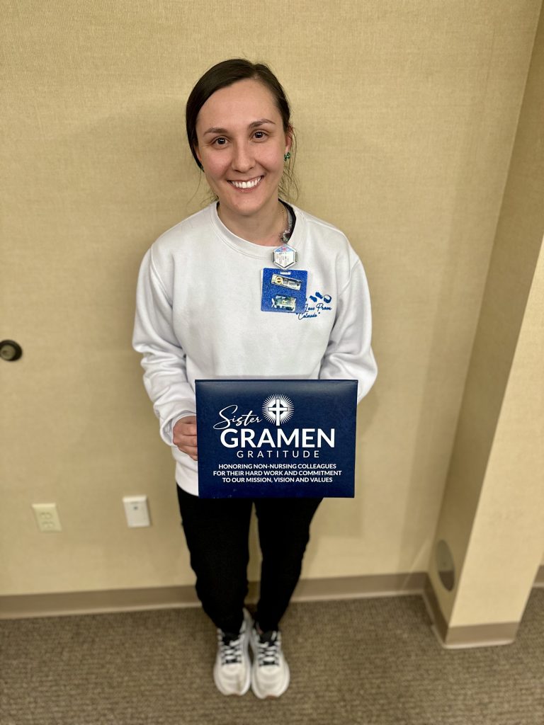 Sister Gramen Gratitude Award winner Emily Wiebe